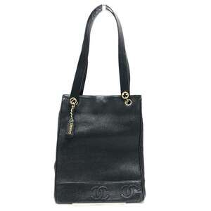 CHANEL Black Caviar Leather Tote Bag